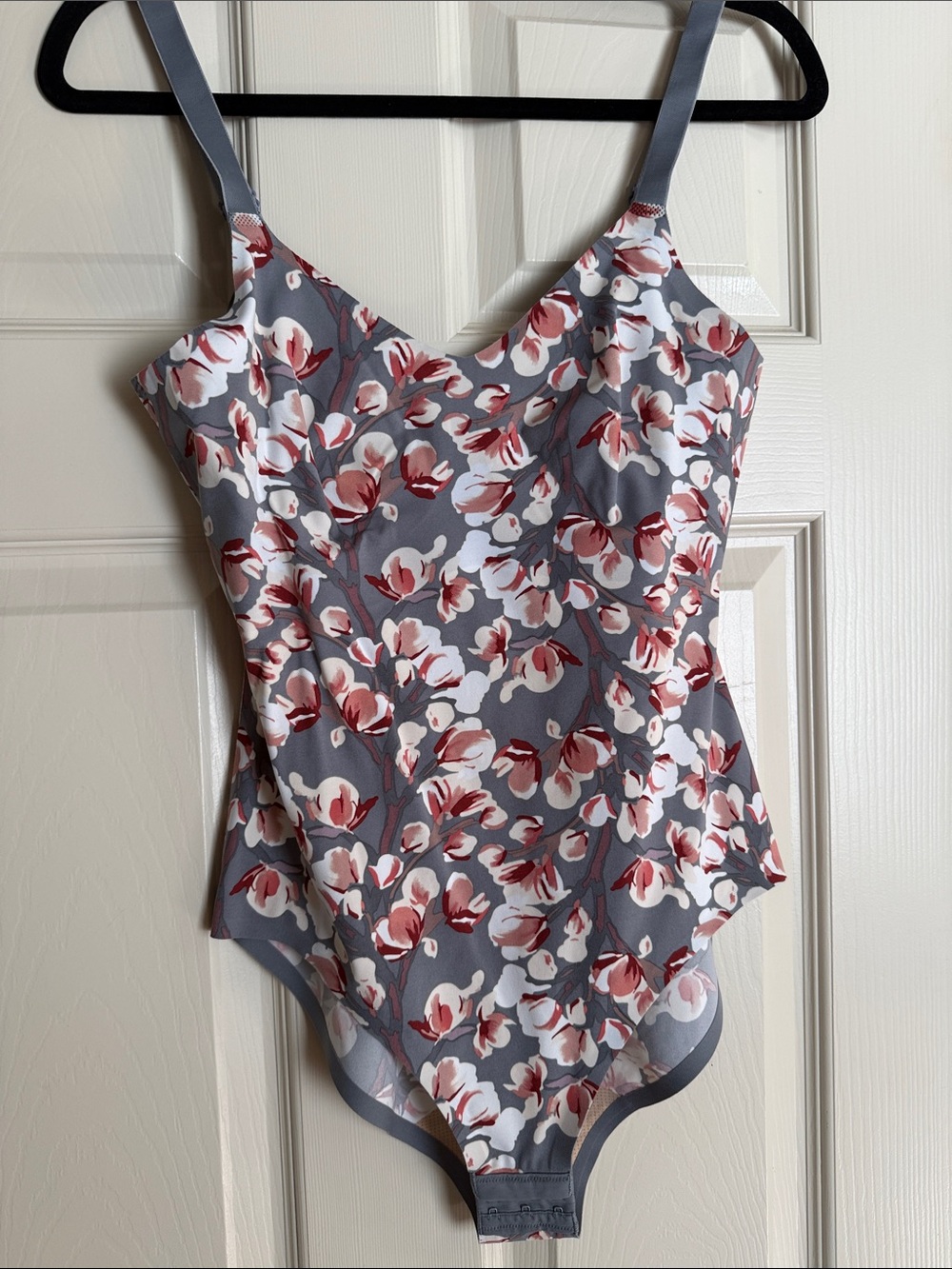 Knix Floral Gray & Mauve One-Piece Bodysuit